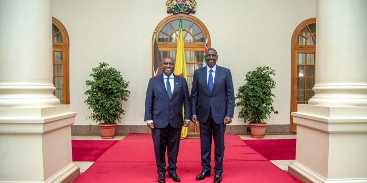 Sim Tshabalala - Standard Bank Group CE poses for a photo with H.E. President Dr. William Ruto at State House on Tuesday 4th July 2023.