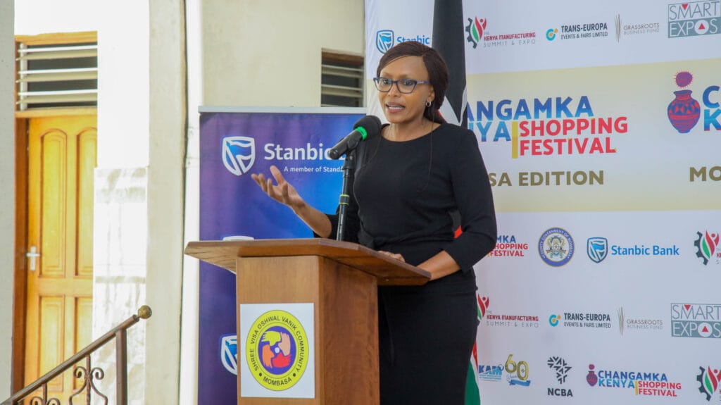 Florence Wanja, Regional Head of Business and Commercial Banking at Stanbic Bank, During the Offical Opening of Changamka Shopping Festival