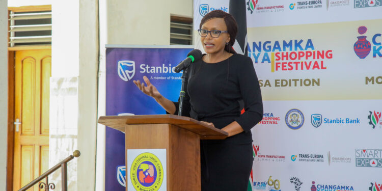 Florence Wanja, Regional Head of Business and Commercial Banking at Stanbic Bank, During the Offical Opening of Changamka Shopping Festival