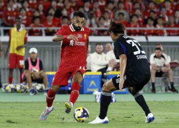 Liverpool FC Mohamed Salah (L) in action during a pre-season friendly soccer match between Liverpool FC and Yokohama F. Marinos, in Yokohama, near Tokyo, Japan, 30 July 2025. Liverpool FC won the match 3-1. EPA/FRANCK ROBICHON