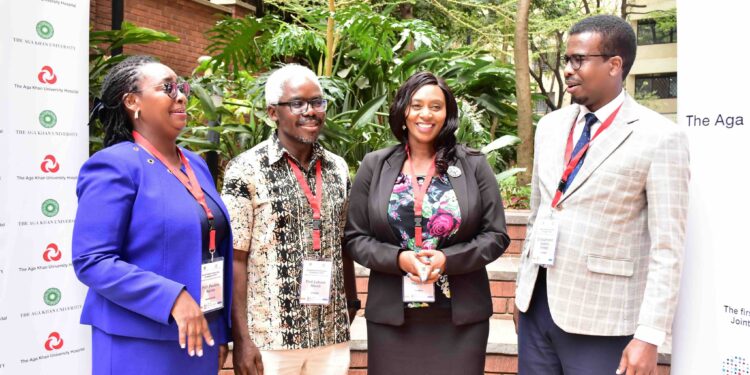 Aga Khan University Hospital Chair, Department of Paediatrics Prof. Pauline Samia, University's Dean Medical College East Africa Prof. Lukoye Atwoli, Ministry of Health Public Health &Professional Standards PS, Ms. Mary Muthoni and UNICEF East & South Africa Region Regional Health Systems & Primary Healthcare Coordinator Dr. Abdihamid Ibrahim Ahmed during a World Patient Safety Day symposium held to advance conversations on safety in paediatric and neonatal care.