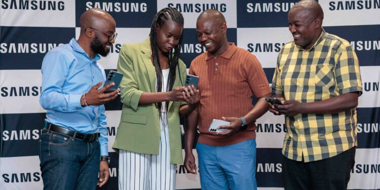 L to R - Dominic Kavugwi - Director Partnership & Growth, Bolttech, Vivian Odhiambo - Retail & Trade Ecosystem Manager, Loop; James Karanja-Director, Ropem Telecommunications; and Anthony Njihia-B2B Manager Mobile Division at Samsung Electronics EA