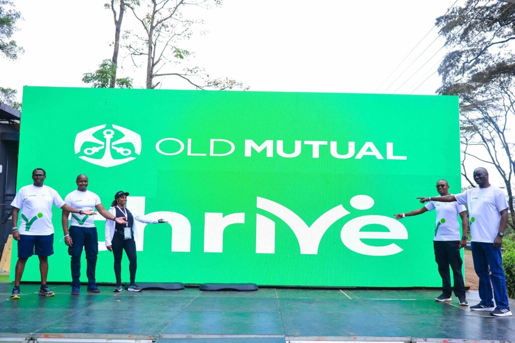 L-R, Janet Waiyaki, digital Lead, Martin Karenju, MD Old Mutual Life, Andrew Mwithiga,Head of Digital and Innovation, Arthur Oginga, Group CEO Old Mutual, Julius Ouma, MD Faulu Microfinance Bank