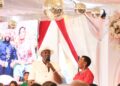 President William Ruto speakinmg at Moses Budamba Mudavadi and Qillian Ndeso Saiya's wedding at Ulizi Standium Nairobi