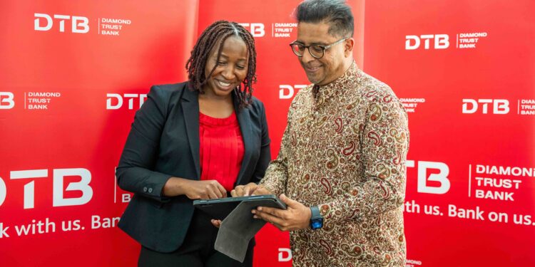 Faith Atiti Head of Strategy and Research, DTB(left) and Alkarim Jiwa Director Finance, DTB