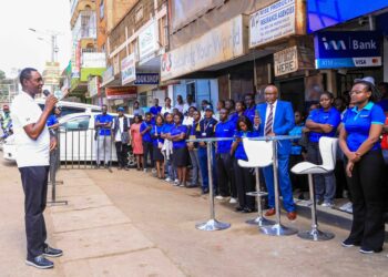 Regional CEO and Ag. Kenya CEO, I&M Bank, Kihara Maina addresses the crowd during the opening of I&M Branch in Ngong, highlighting the bank's commitment to local engagement and financial inclusion.