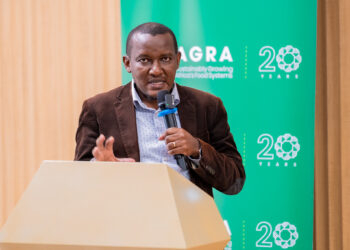 Principal Secretary for Irrigation Ephantus Kimotho delivers his remarks, highlighting government priorities around irrigation, food systems resilience, and regional collaboration