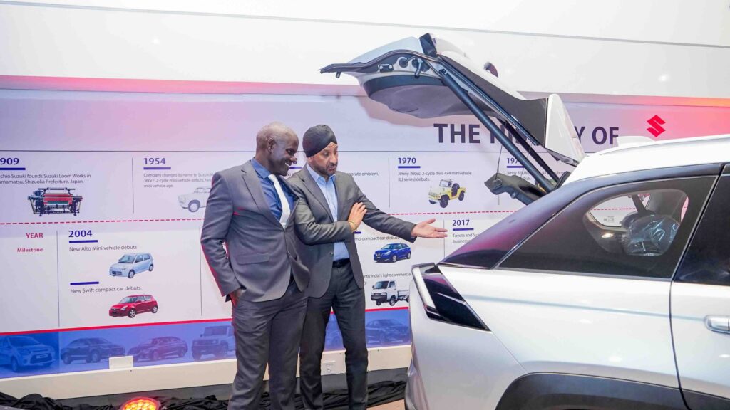 National Transport and Safety Authority, Director General - Nashon Kondiwa together with CFAO Mobility Kenya Managing Director Arvinder Reel during the unveiling of the new Suzuki Models Super Carry, Eeco and Across which are designed to provide Kenyans with affordable, fuel-efficient, and accessible mobility solutions