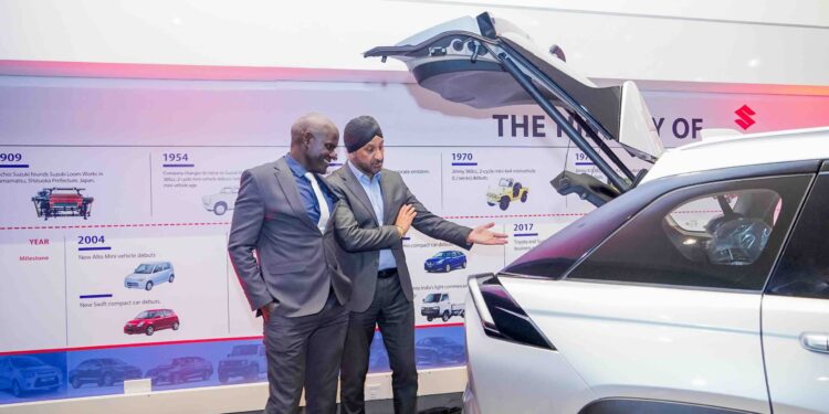 National Transport and Safety Authority, Director General - Nashon Kondiwa together with CFAO Mobility Kenya Managing Director Arvinder Reel during the unveiling of the new Suzuki Models Super Carry, Eeco and Across which are designed to provide Kenyans with affordable, fuel-efficient, and accessible mobility solutions