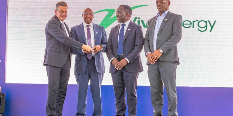 From left Kerim Kermen VP Lubricants,Vivo Energy, Mr. Arnaud Guichard Eng. Peter Njeru- Founder and CEO RIVA Petroleum Peter Murungi- Managing Director, Vivo Energy Kenya Mr. Stephen Gikonyo- Lubricants Sales and Marketing Manager Vivo Energy Kenya