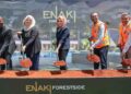 From left: Alvin Muchai, Development Project Manager at HassConsult; Farhana Hassanali, Co-CEO and Development Director at HassConsult; Sakina Hassanali, Co-CEO and Creative Director at HassConsult; and Arvind Raghwani and Ramesh Raghwani, Directors at Laxmanbhai, during the Enaki Forestside groundbreaking ceremony in Enaki Town, Nairobi.