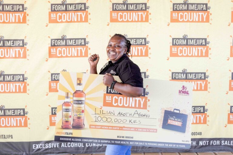 Lilian Akoth secured the life-changing prize after purchasing a bottle of County Brandy